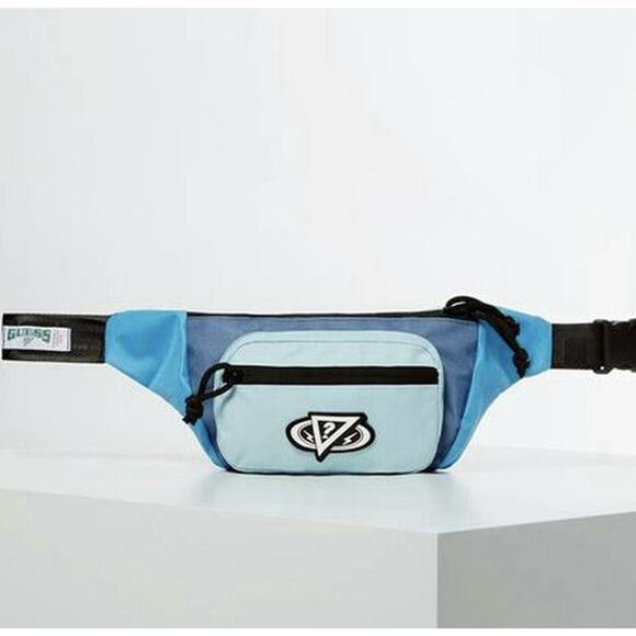 NWT Rare Guess X J Balvin Blue Multi Logo Adjustable Belt Bag Fanny Pack NEW - Picture 1 of 16